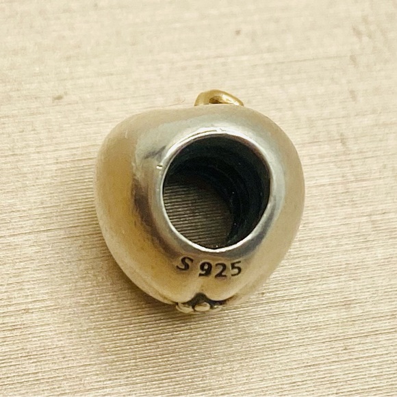 EUC Pandora 791026 Silver & 14k Yellow Gold Education Apple of My Eye Charm - Picture 8 of 9